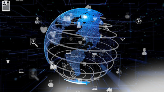 全球在线互联网络和上的东西IOT概念以3D提供网络空间的计算机图形通信和息技术发展促进数字生活方式